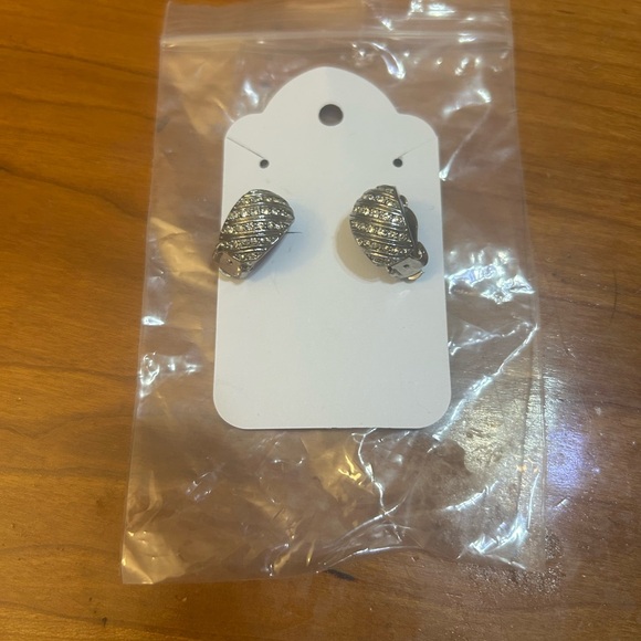 Silver CZ clipon earrings - Picture 7 of 10